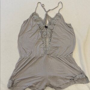 Victoria's Secret Gray Lace Pajama Romper size M